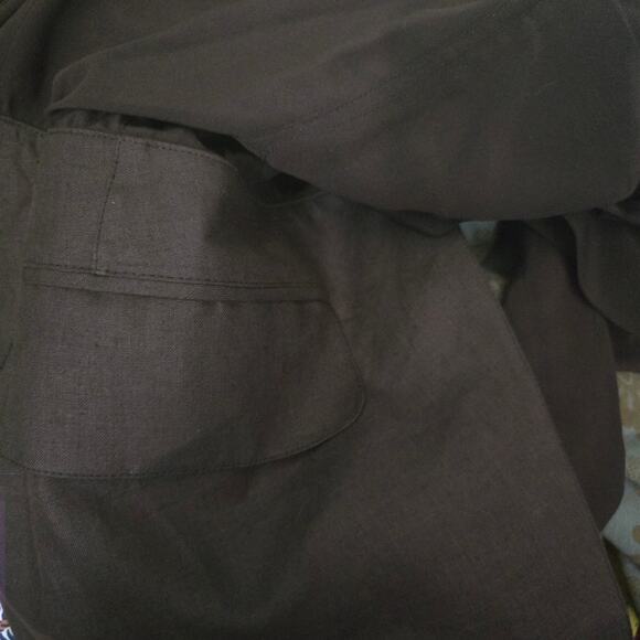 Vintage 1980's Claude Montana Blazer Blouse Brown Silk Raw Silk Button Front  8 - Picture 12 of 13